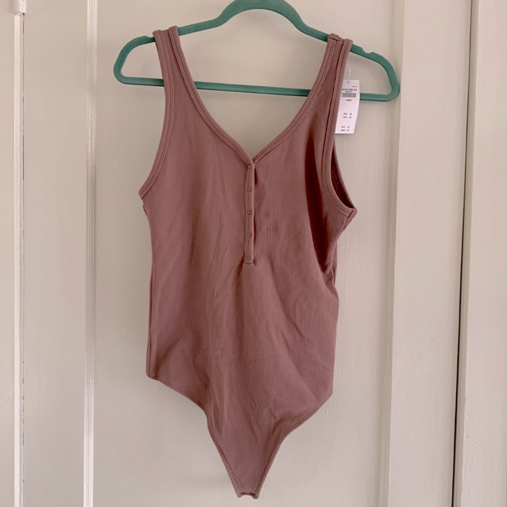 Mauve/dusty rose Henley bodysuit